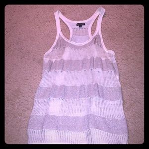 Beige tank with sparkly stripes